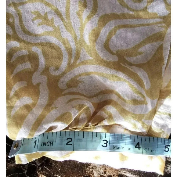 Zara Crop Top Blouse Long Sleeves Tie Floral V Neck Size L Women's Green Ivory - Picture 11 of 11